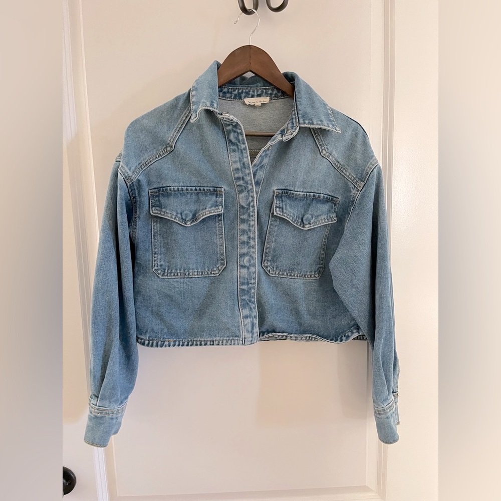 Women's Blue Denim Cropped Jacket